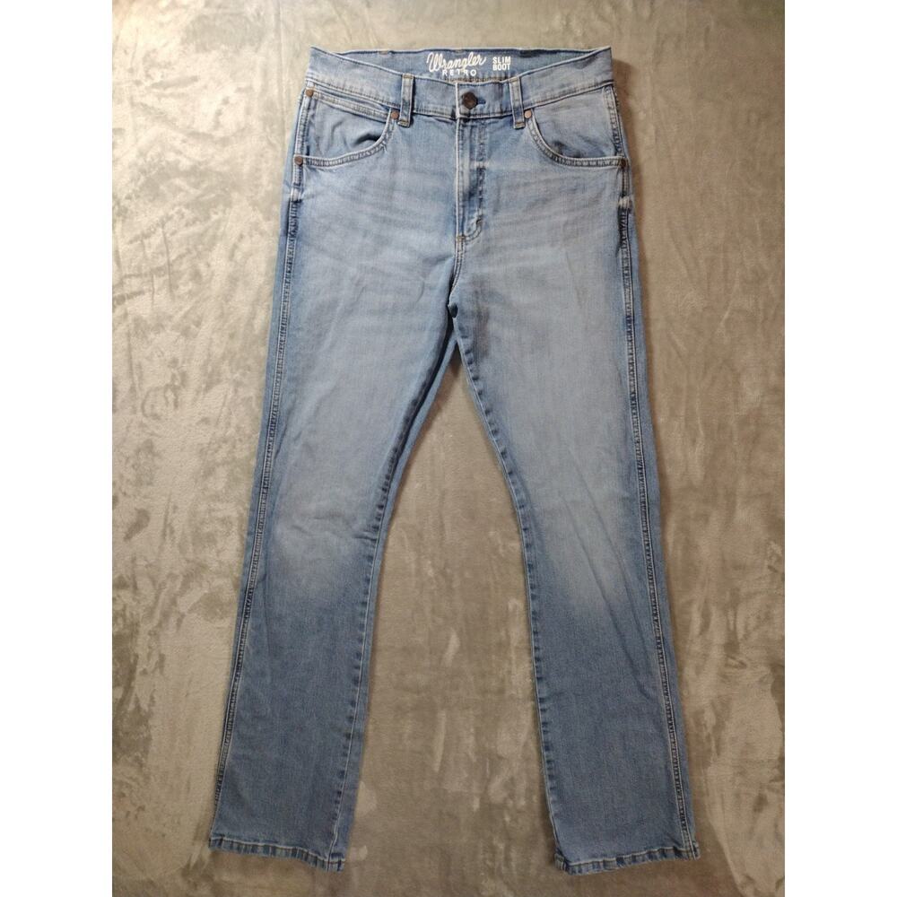 Wrangler Retro Slim Bootcut Jeans Mens 31x36 Light Wash Cowboy Western Rodeo